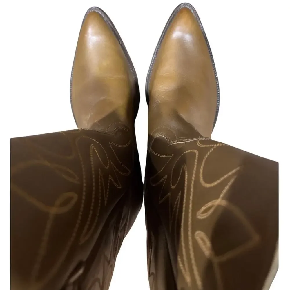 Vintage Acme Cowboy Boots Mens 8E USA Brown Leather Fits Womens 9.5-10 Wide